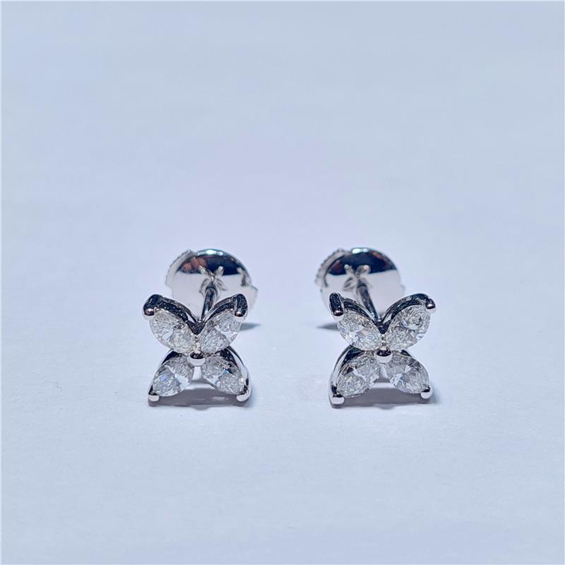 0.98 Карат Бриллиант 18 K Белое Золото Серьги 3.45 гр