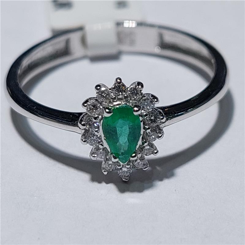 0,14 Карат Бриллиант 14 K Белое Золото Кольцо 1,86 гр