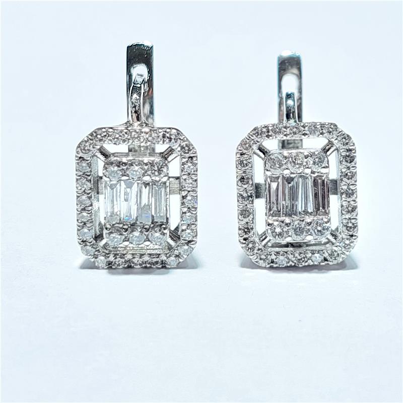 0,95 Карат Бриллиант 18 K Белое Золото Серьги 5,57 гр