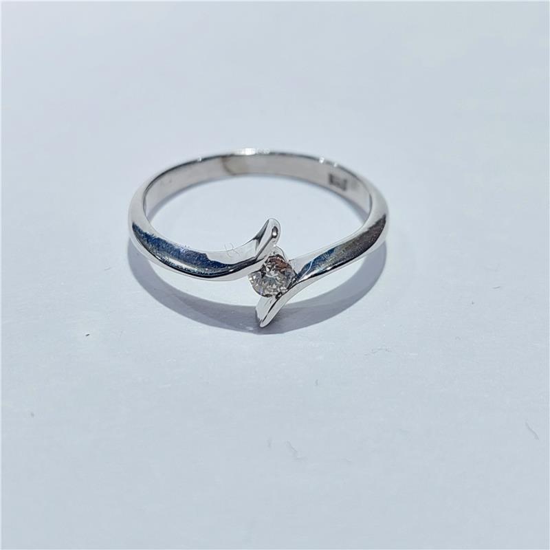 0,08 Карат Бриллиант 14 K Белое Золото Кольцо 1,42 гр