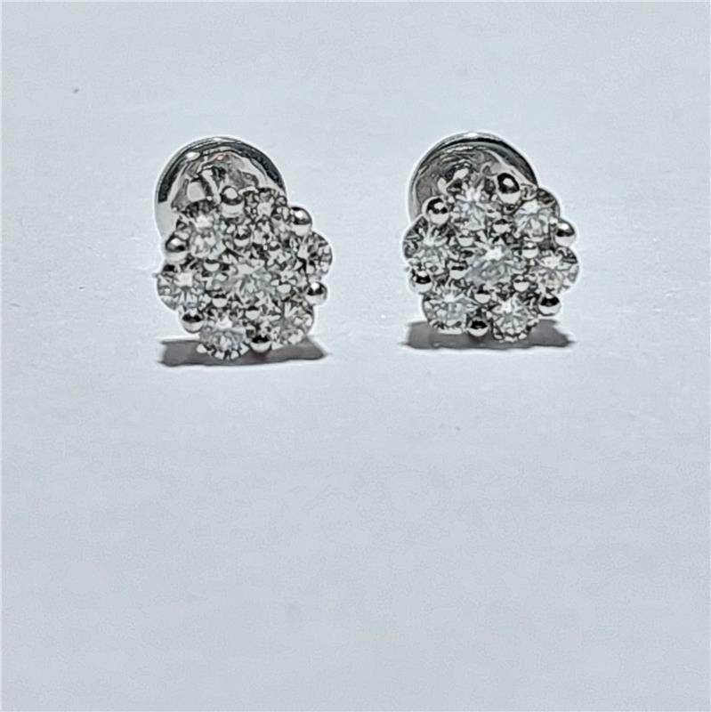 0.81 Карат Бриллиант 18 K Белое Золото Серьги 2.10 гр