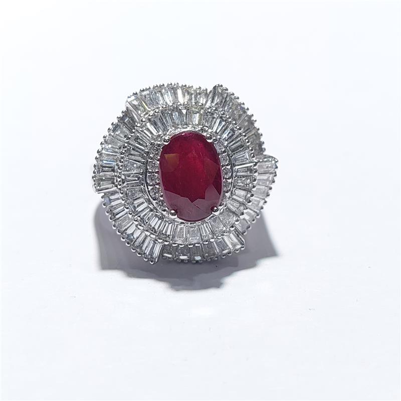 1.48 Карат Бриллиант 18 K Белое Золото Кольцо 8.01 гр