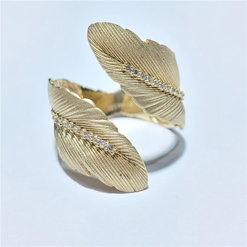 0.16 Карат Бриллиант 14 K Желтое Золото Кольцо 5.54 гр