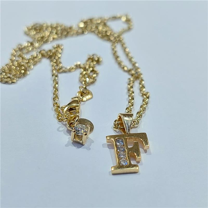 0,25 Карат Бриллиант 18 K Желтое Золото Ожерелье 7,75 гр