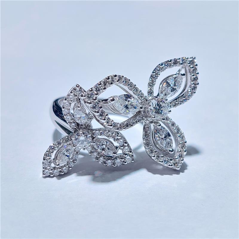 2,29 Карат Бриллиант 18 K Белое Золото Кольцо 12,84 гр