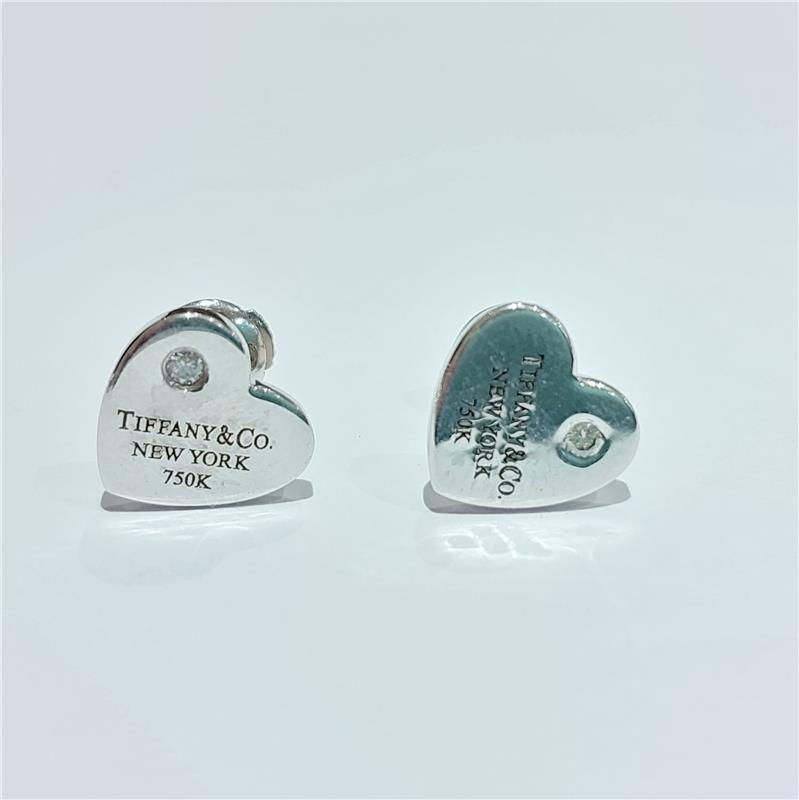 0.06 Карат Бриллиант 18 K Белое Золото Серьги 3.60 гр