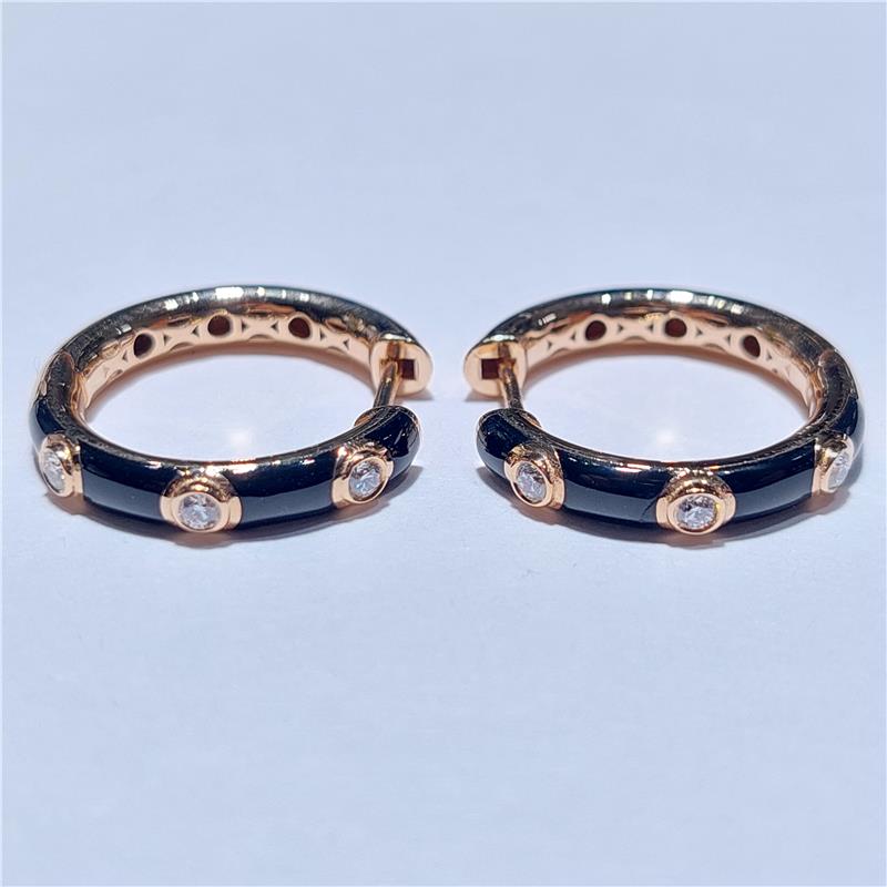 0,16 Карат Бриллиант 18 K Розовое Золото Серьги 5,70 гр