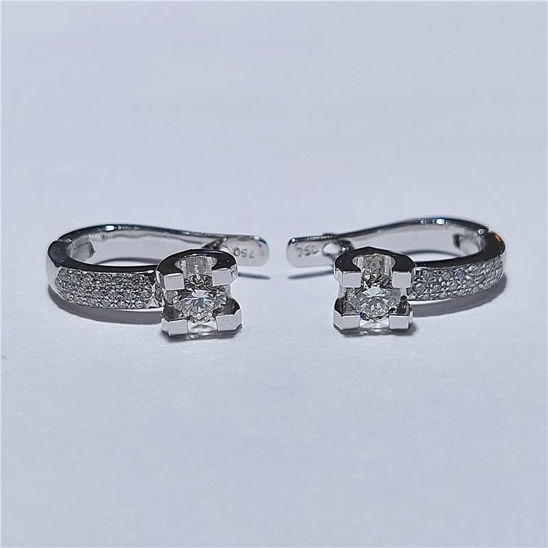 0.86 Карат Бриллиант 18 K Белое Золото Серьги 6.88 гр