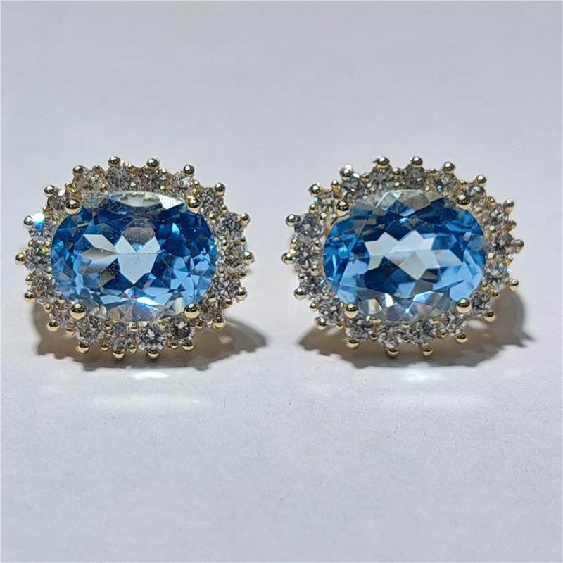 0,96 Карат Бриллиант 14 K Желтое Золото Серьги 4,88 гр