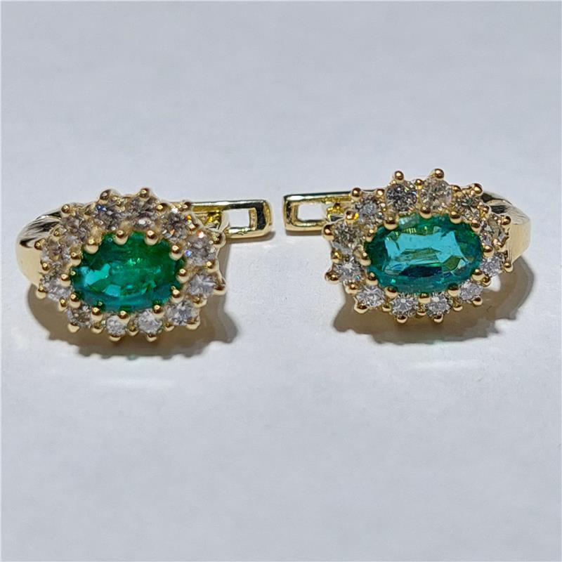 0,54 Карат Бриллиант 14 K Желтое Золото Серьги 3,67 гр