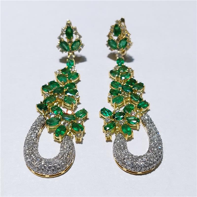 3,60 Карат Бриллиант 18 K Желтое Золото Серьги 19,89 гр