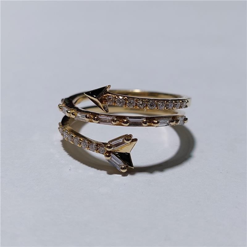 0,42 Карат Бриллиант 14 K Желтое Золото Кольцо 3,14 гр