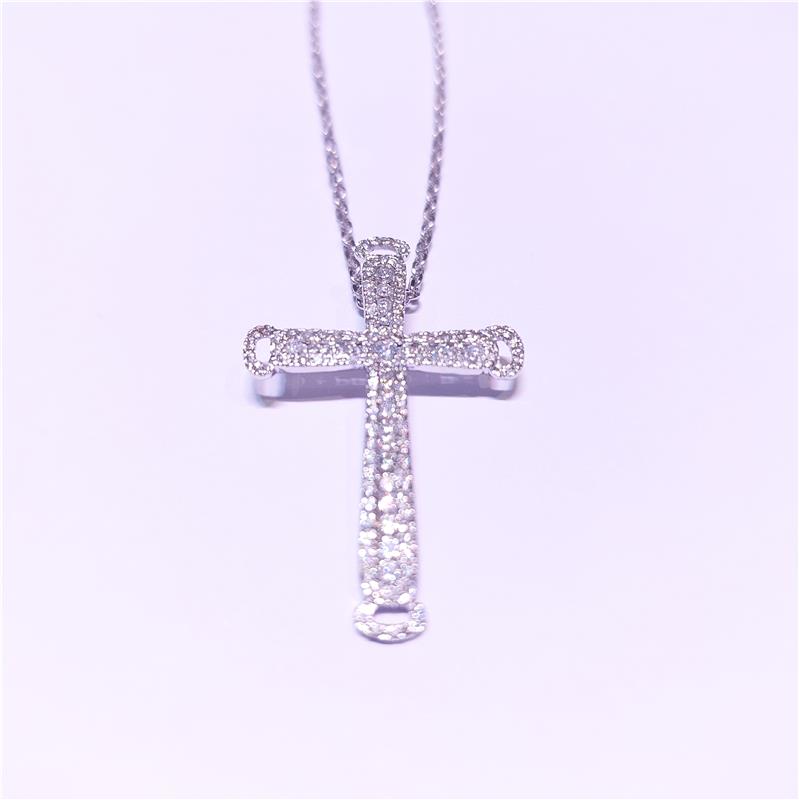 0.88 Карат Бриллиант 14 K Белое Золото Ожерелье 7.28 гр