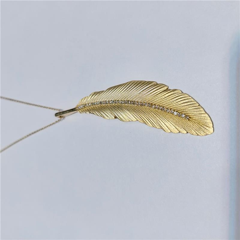 0.25 Карат Бриллиант 14 K Желтое Золото Ожерелье 6.34 гр