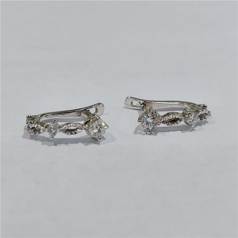 0,46 Карат Бриллиант 14 K Белое Золото Серьги 2,70 гр