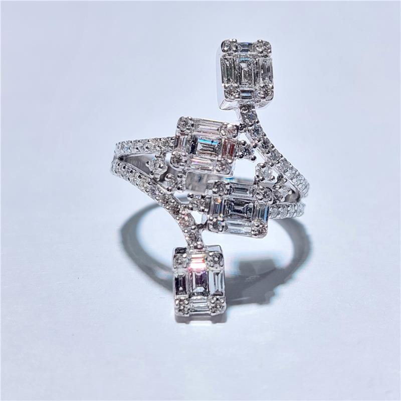 1,12 Карат Бриллиант 18 K Белое Золото Кольцо 3,94 гр