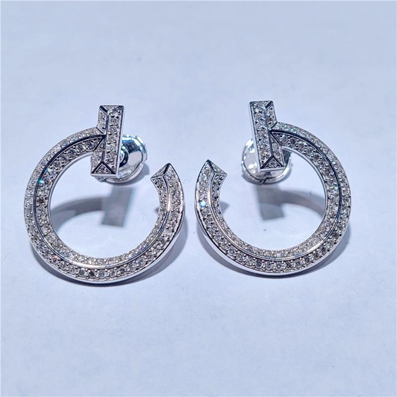 1.19 Карат Бриллиант 18 K Белое Золото Серьги 8.60 гр