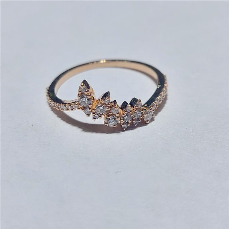 0,33 Карат Бриллиант 14 K Розовое Золото Кольцо 1,52 гр