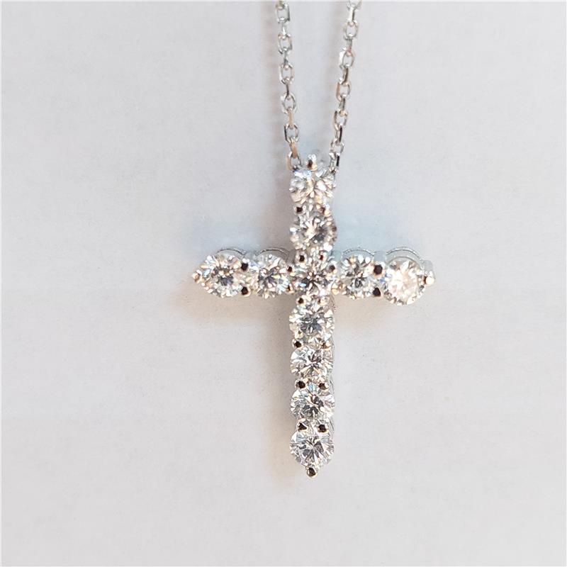 1 Карат Бриллиант 18 K Белое Золото Ожерелье 3,56 гр