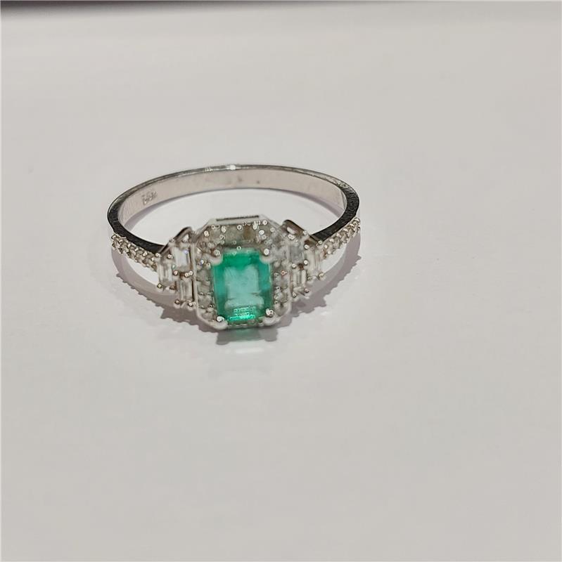 0.33 Карат Бриллиант 14 K Белое Золото Кольцо 2.17 гр