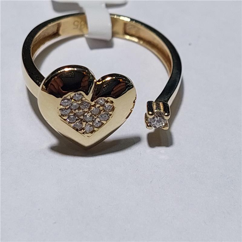 0,15 Карат Бриллиант 14 K Желтое Золото Кольцо 1,93 гр