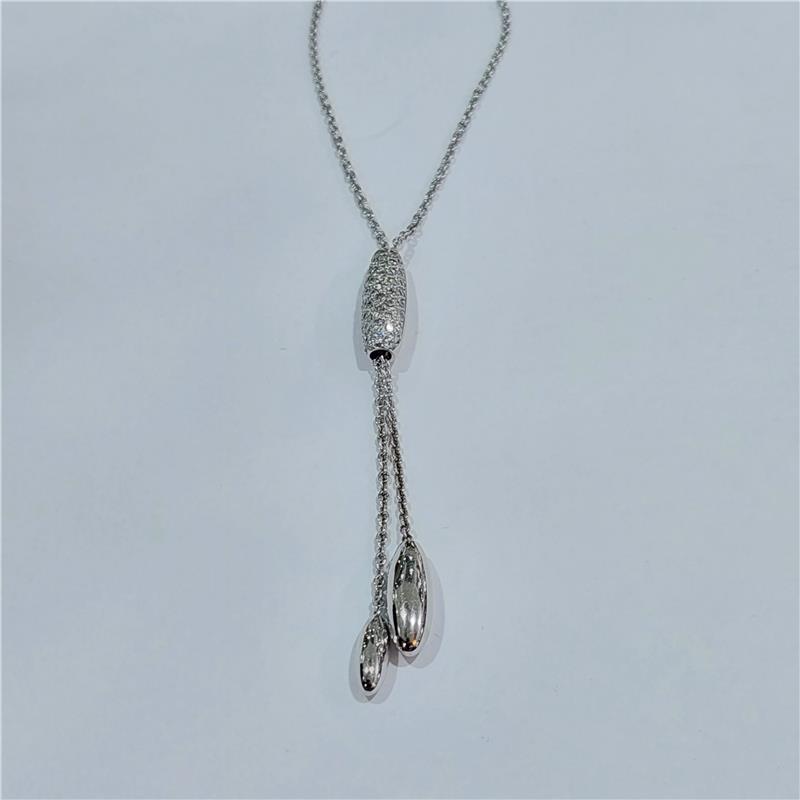 0,74 Карат Бриллиант 18 K Белое Золото Ожерелье 10,85 гр