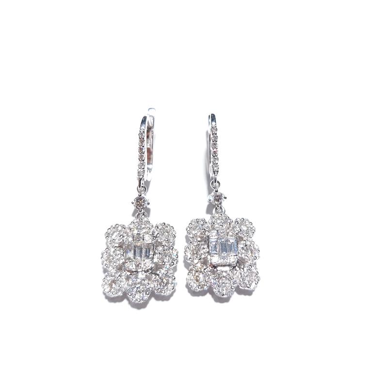 2,21 Карат Бриллиант 18 K Белое Золото Серьги 8,54 гр