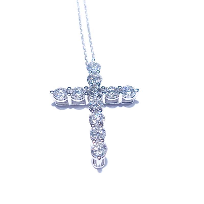 2.79 Карат Бриллиант 18 K Белое Золото Ожерелье 6.51 гр