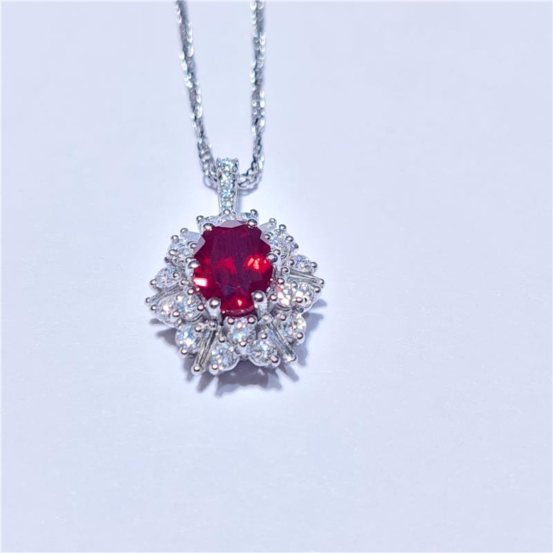 0.79 Карат Бриллиант 14 K Белое Золото Ожерелье 4.26 гр