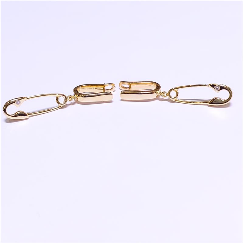 0.05 Карат Бриллиант 14 K Желтое Золото Серьги 9.70 гр