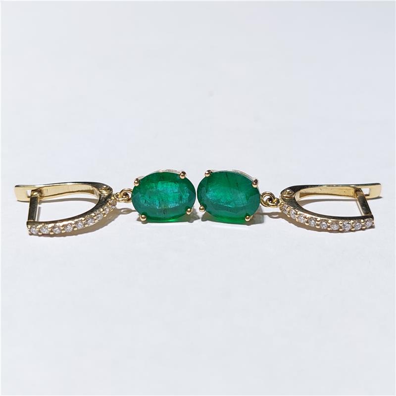 0,26 Карат Бриллиант 14 K Желтое Золото Серьги 3,29 гр