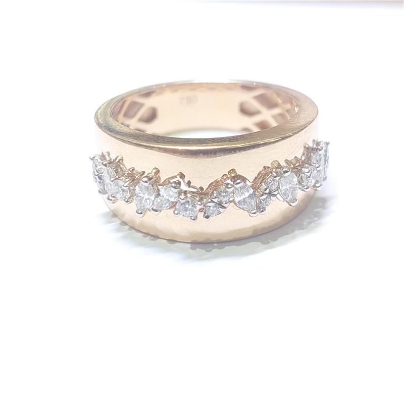 0.46 Карат Бриллиант 18 K Розовое Золото Кольцо 4.67 гр