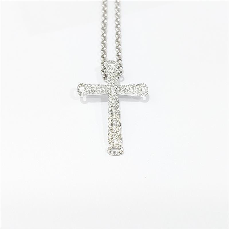 0.88 Карат Бриллиант 14 K Белое Золото Ожерелье 7.25 гр