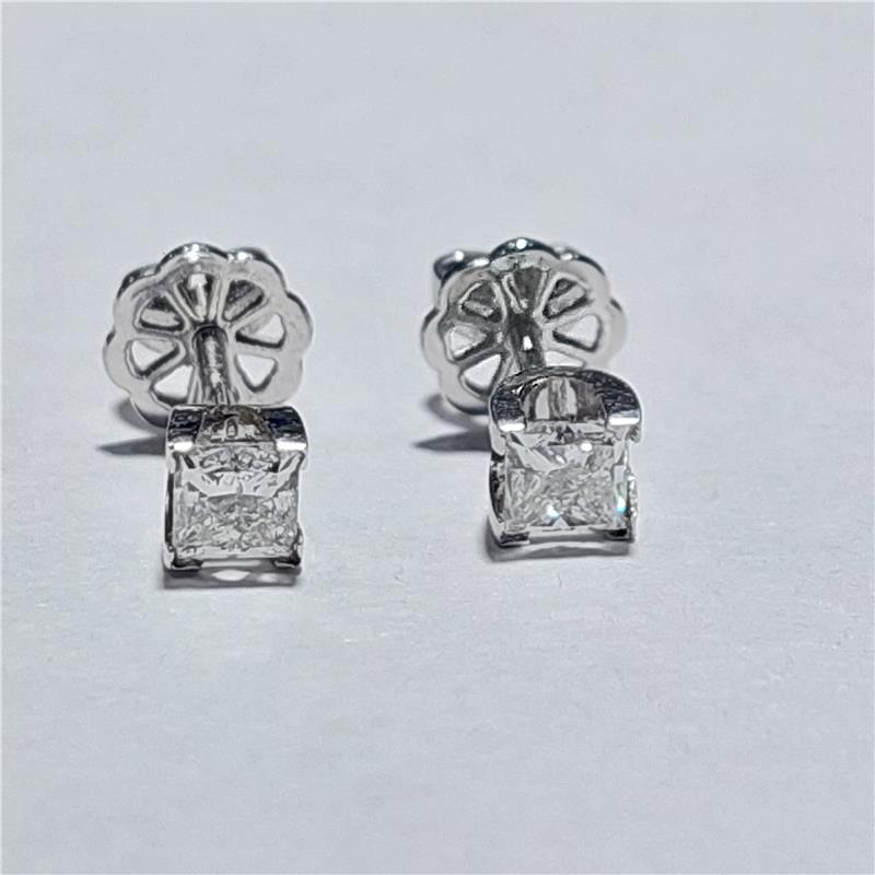 1 Карат Бриллиант 18 K Белое Золото Серьги 2.86 гр