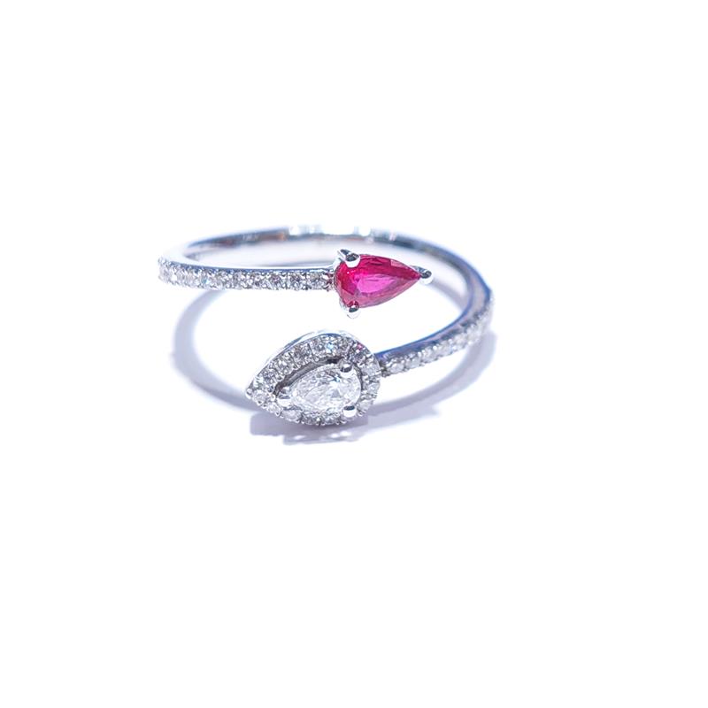 0,40 Карат Бриллиант 18 K Белое Золото Кольцо 2,47 гр