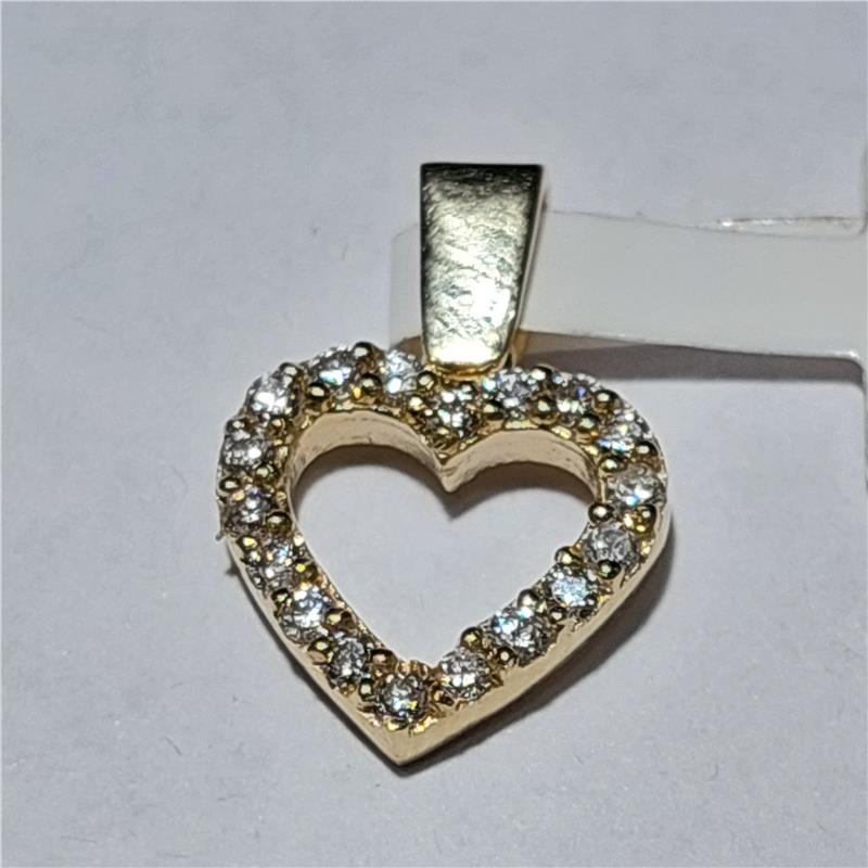 0,18 Карат Бриллиант 14 K Желтое Золото Ожерелье 0,60 гр