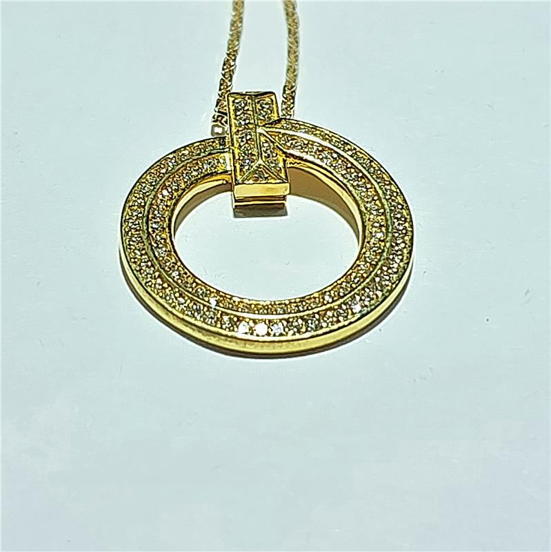 0.73 Карат Бриллиант 18 K Желтое Золото Ожерелье 9.60 гр