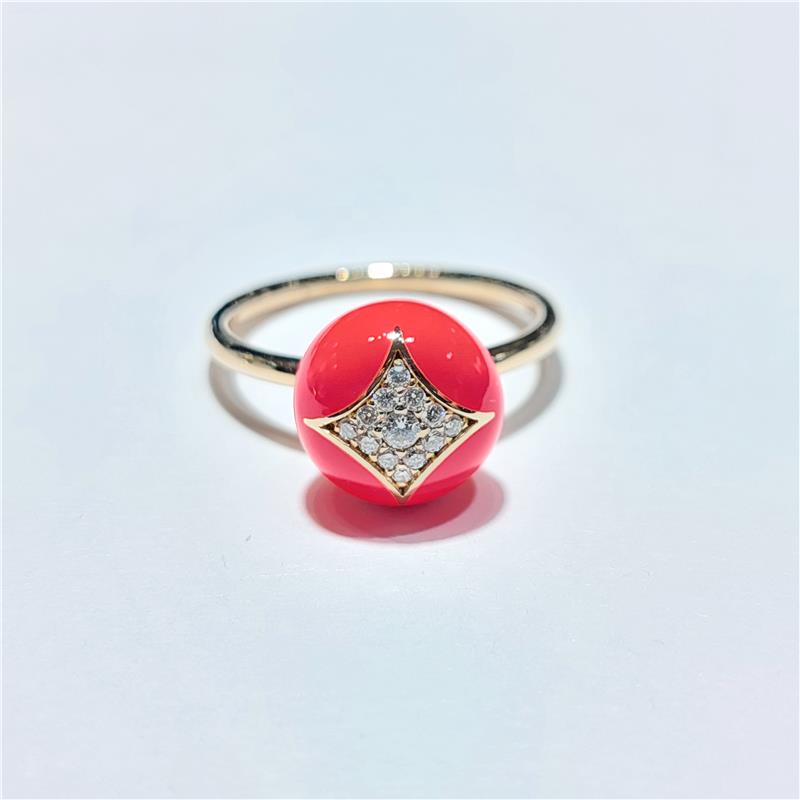 0,13 Карат Бриллиант 18 K Розовое Золото Кольцо 4,26 гр