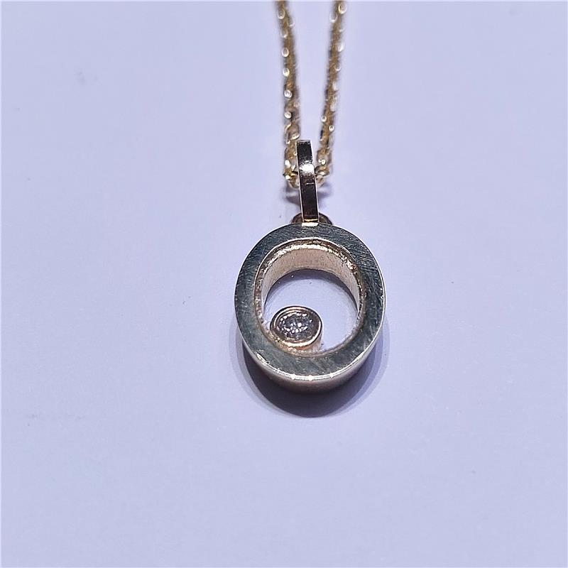 0.05 Карат Бриллиант 14 K Желтое Золото Ожерелье 4.47 гр