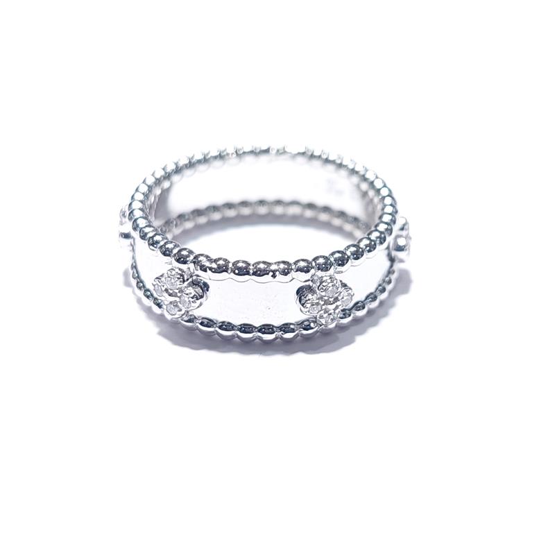 0.15 Карат Бриллиант 18 K Белое Золото Кольцо 4.90 гр