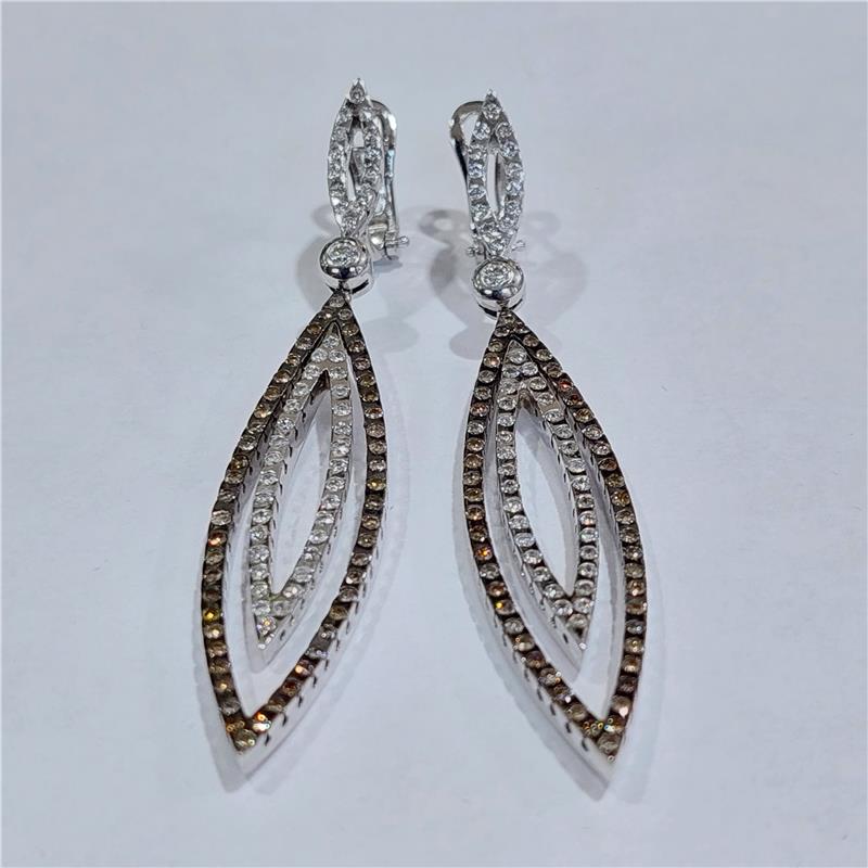 2,44 Карат Бриллиант 18 K Белое Золото Серьги 20,08 гр