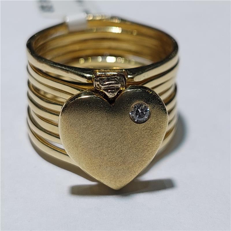 0,05 Карат Бриллиант 14 K Желтое Золото Кольцо 15,25 гр