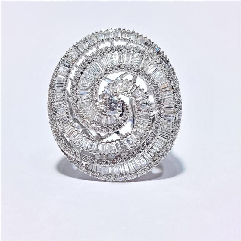 2.56 Карат Бриллиант 18 K Белое Золото Кольцо 10.41 гр