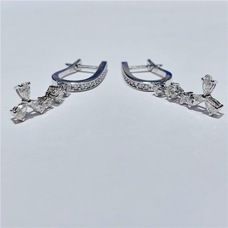 1,25 Карат Бриллиант 18 K Белое Золото Серьги 5,60 гр