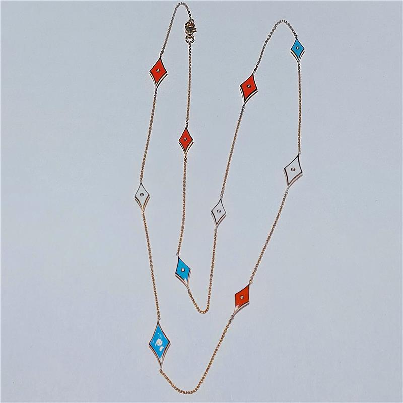 0,07 Карат Бриллиант 18 K Розовое Золото Ожерелье 10,88 гр