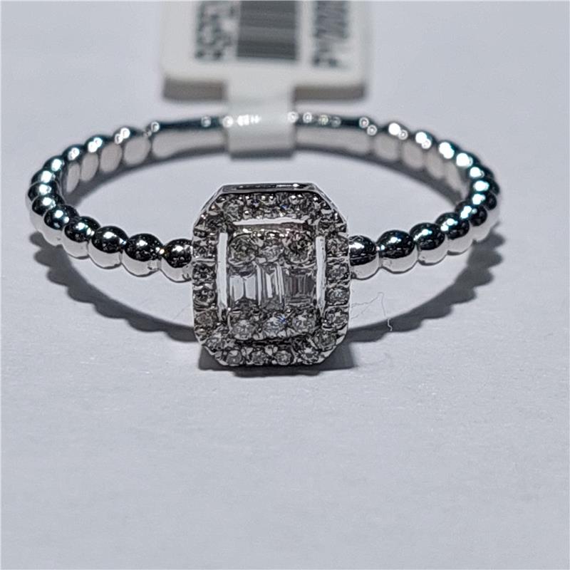 0,17 Карат Бриллиант 14 K Белое Золото Кольцо 2,11 гр