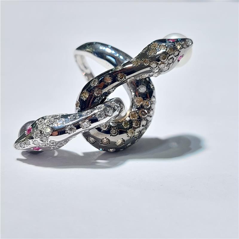 2,13 Карат Бриллиант 14 K Белое Золото Кольцо 13,23 гр