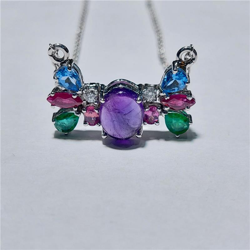 0,10 Карат Бриллиант 18 K Белое Золото Ожерелье 6,62 гр