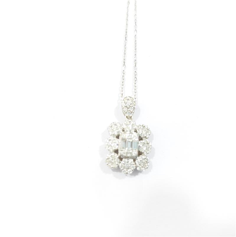 1.10 Карат Бриллиант 18 K Белое Золото Ожерелье 5.10 гр