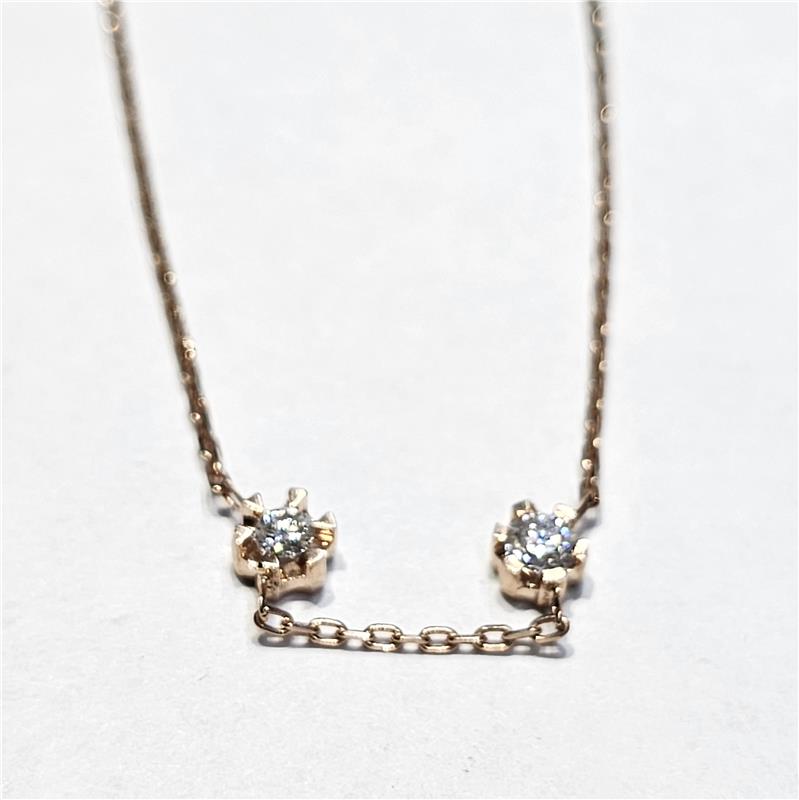 0.31 Карат Бриллиант 14 K Розовое Золото Ожерелье 3.31 гр